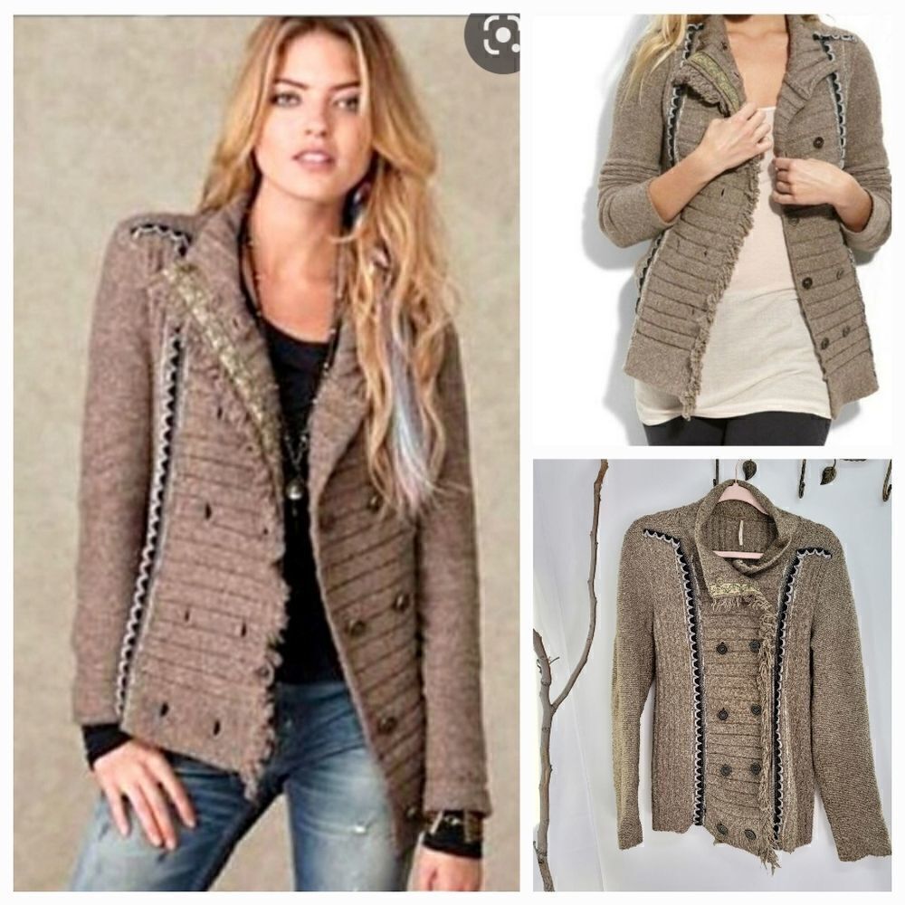 Free people cuddle bear admirals sweater cardigan